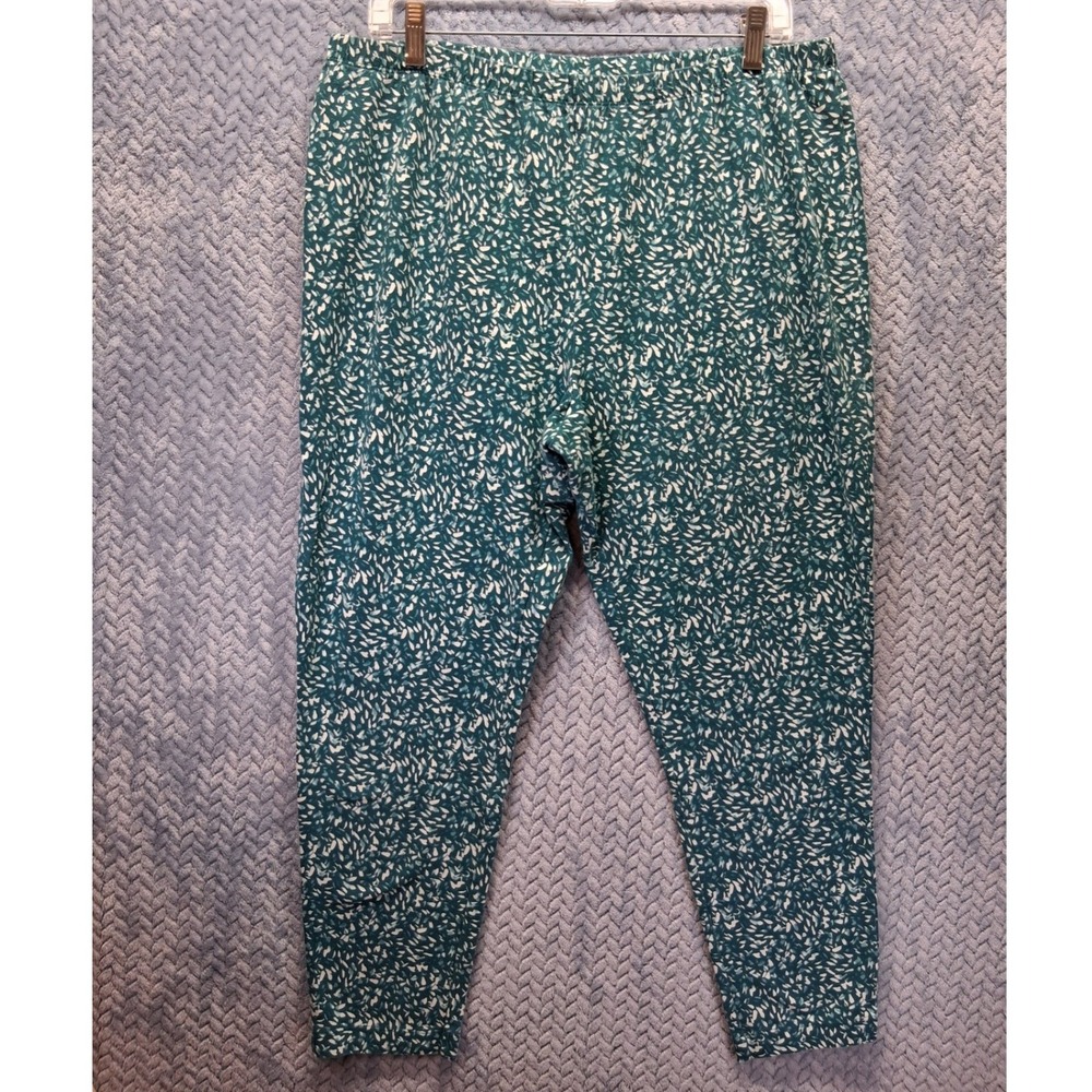 Woman Within Teal White Abstract Print Leggings Plus 1X 22/24 Petite Stretchy